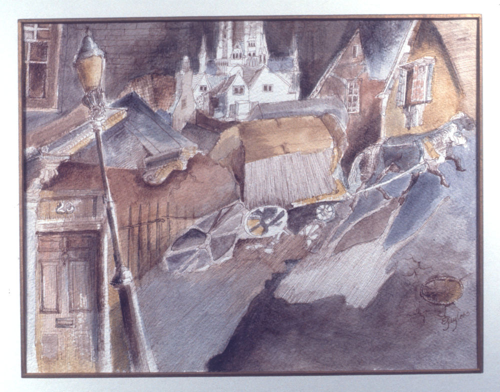 unnamed village with horse cart